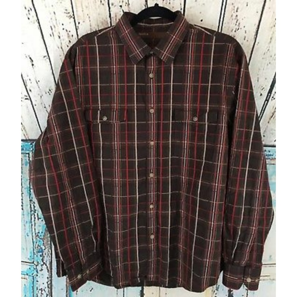 Perry Ellis Button Down Shirt Plaid Size XL